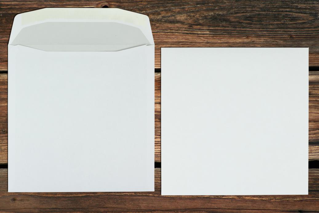 Kuvertierhüllen 220x220 mm Nassklebend Weiß 100 g/qm